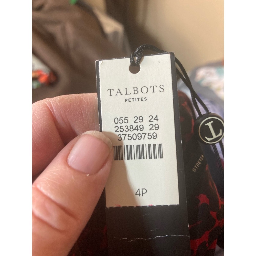 NWT Talbots Button Up Blouse Red Animal‎ Print Size 4P - Picture 10 of 16